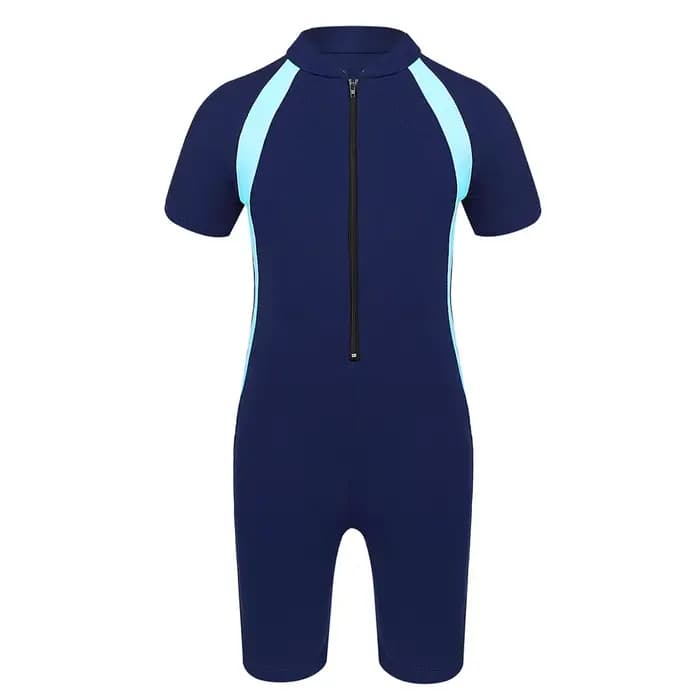 Combinaisons maillot de bain filles manches courtes enfants une pièce maillot de bain fermeture éclair Shorty combinaison enfants éruptions cutanées plage maillots de bain