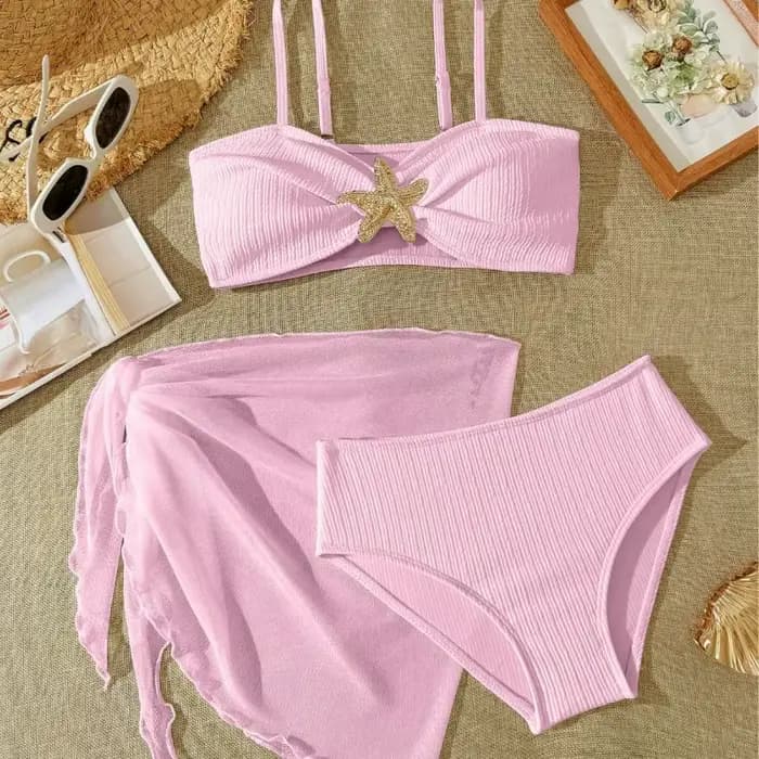 Maillots de bain trois pièces pour adolescentes UNITIM, ensemble de maillots de bain bikini pour filles avec étoile, 8-12 ans, maillot de bain pour plage et piscine