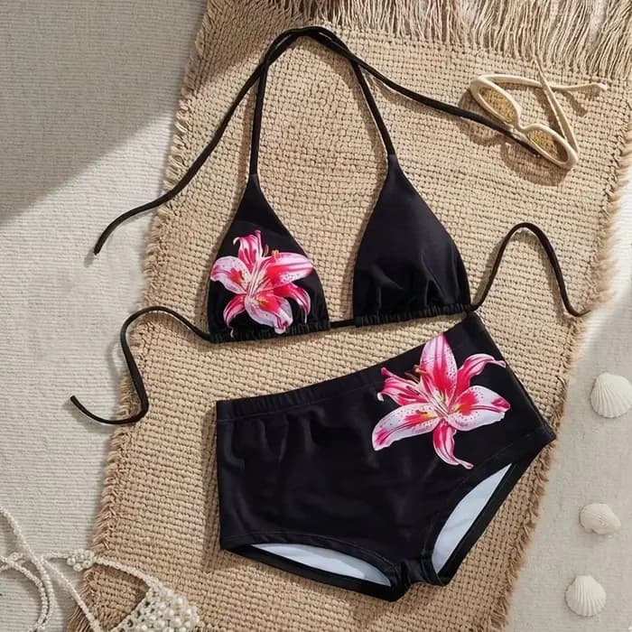 Ensemble bikini triangle Y2K style Harajuku imprimé lys