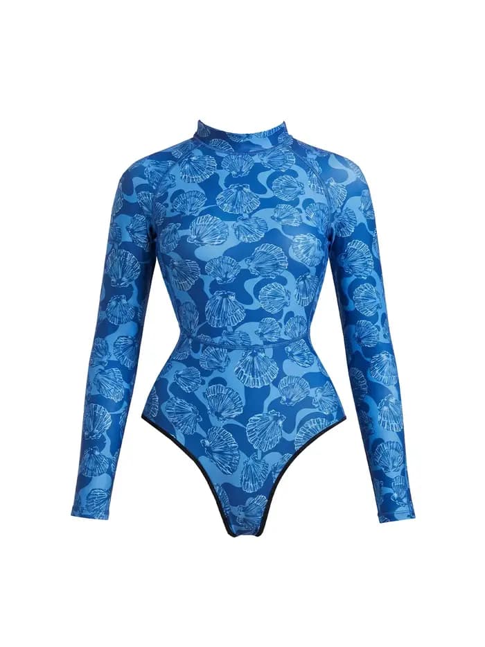 Maillot de bain imprimé à manches longues pour femmes, maillot de bain une pièce avec pantalon, costume de bain sexy pour femmes, vêtements de plage à la mode, tenues de piscine