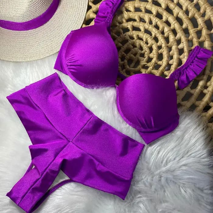 Maillot de bain deux pièces à armatures, Bikini, taille haute, Push Up, pour femmes, été
