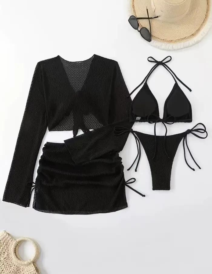 Maillot de bain sexy pour vacances à la plage, nouvelle collection 2026, couleur unie, pour femme ad