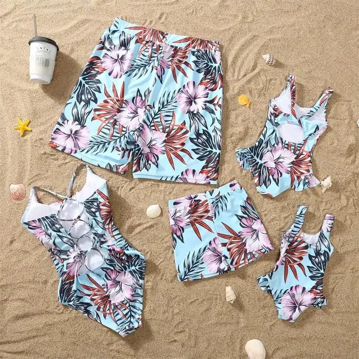 Maillot de bain dinosaures, tenues assorties pour la famille, col en v, mère et fille, robes mère et moi, vêtements père fils, Shorts de bain