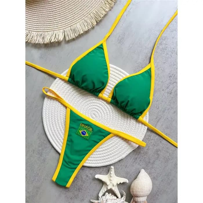 String string Bikini brésilien femmes maillots de bain femme maillot de bain deux pièces Bikini ensemble baigneur drapeau brésilien maillot de bain maillots de bain