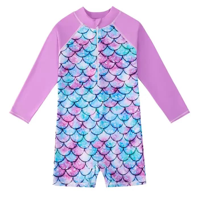 Maillot de bain d'été pour enfants, manches longues, sirène, une pièce, protection UV, combinaison de surf pour filles