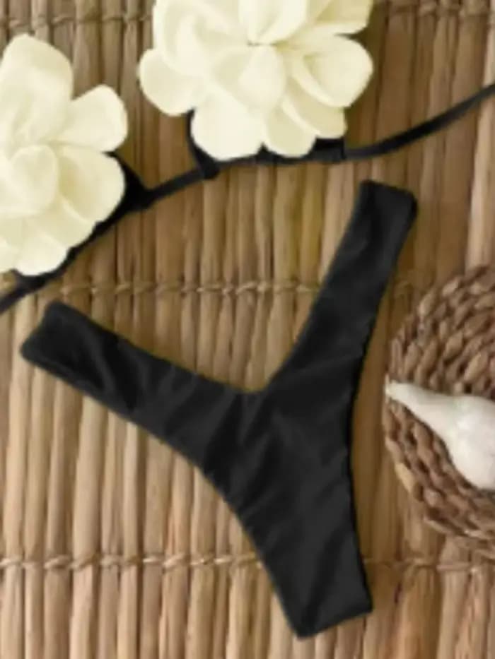 Ensemble bikini 2 pièces sexy à lacets et motifs floraux 3D pour femme, maillot de bain fendu, collection plage, nouvelle collection été 2026