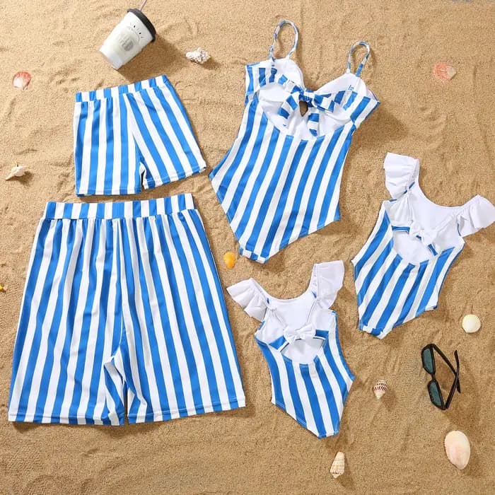 Famille maillot de bain mère fille maillots de bain père fils short de bain 2023 été rayé maman et fille Bikini costume correspondant tenue