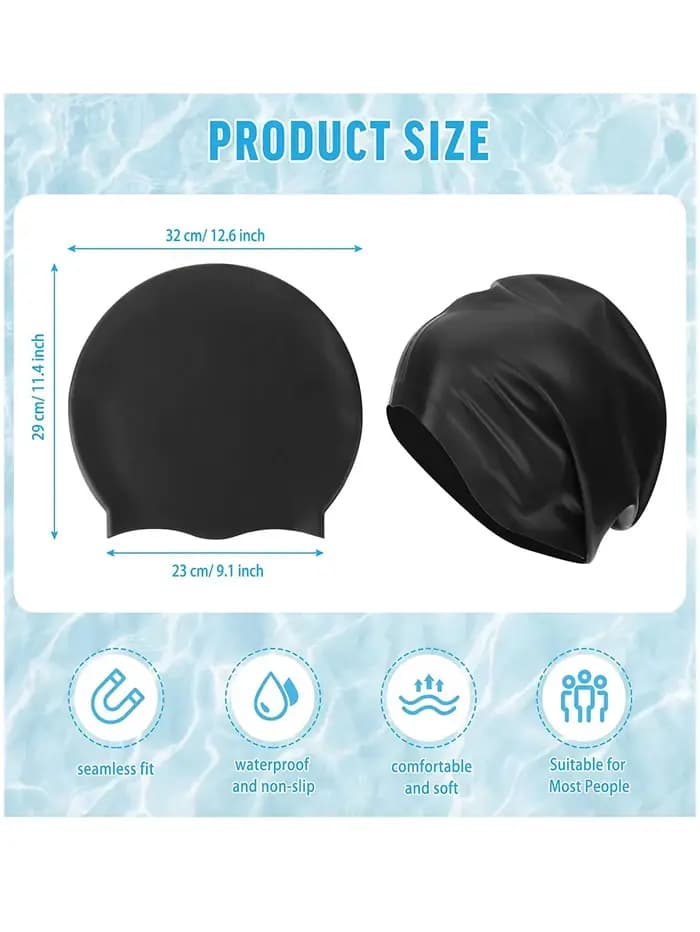 Bonnet de bain surdimensionné à cheveux longs, bonnet de bain en Silicone imperméable adapté aux femmes, hommes, tresses, tresses, Afros, 1 pièce