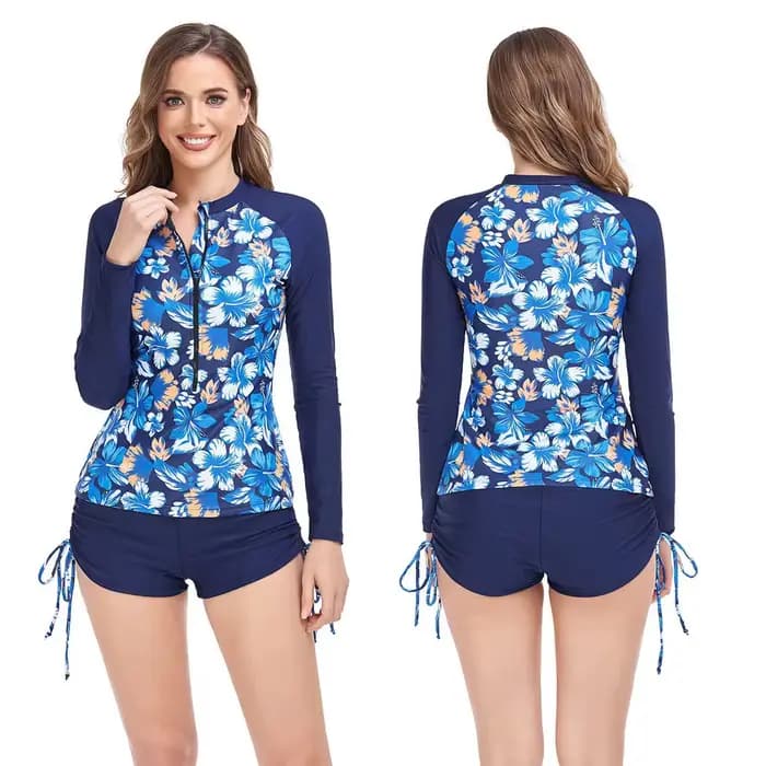 Grand maillot de bain à manches longues, tankini de surf, grande taille, sport, plage, deux pièces