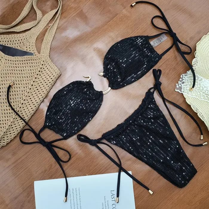 Ensemble de bikinis deux pièces brillants pour femmes