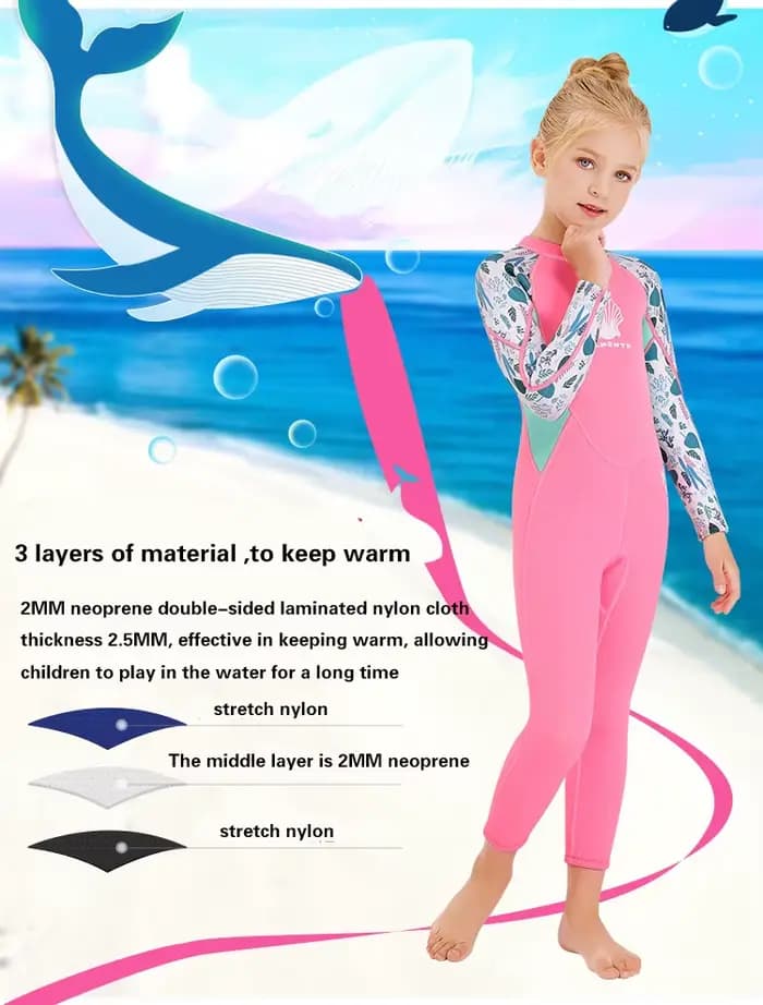 Maillot de bain filles 2.5MM néoprène épais combinaison chaude à manches longues plongée Surf costume méduse vêtements maillot de bain filles pour les Sports nautiques